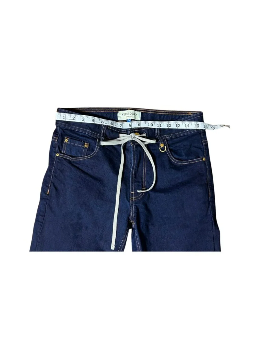 Hyper Denim Raw Indigo Stack Zipper Jeans Men's 34